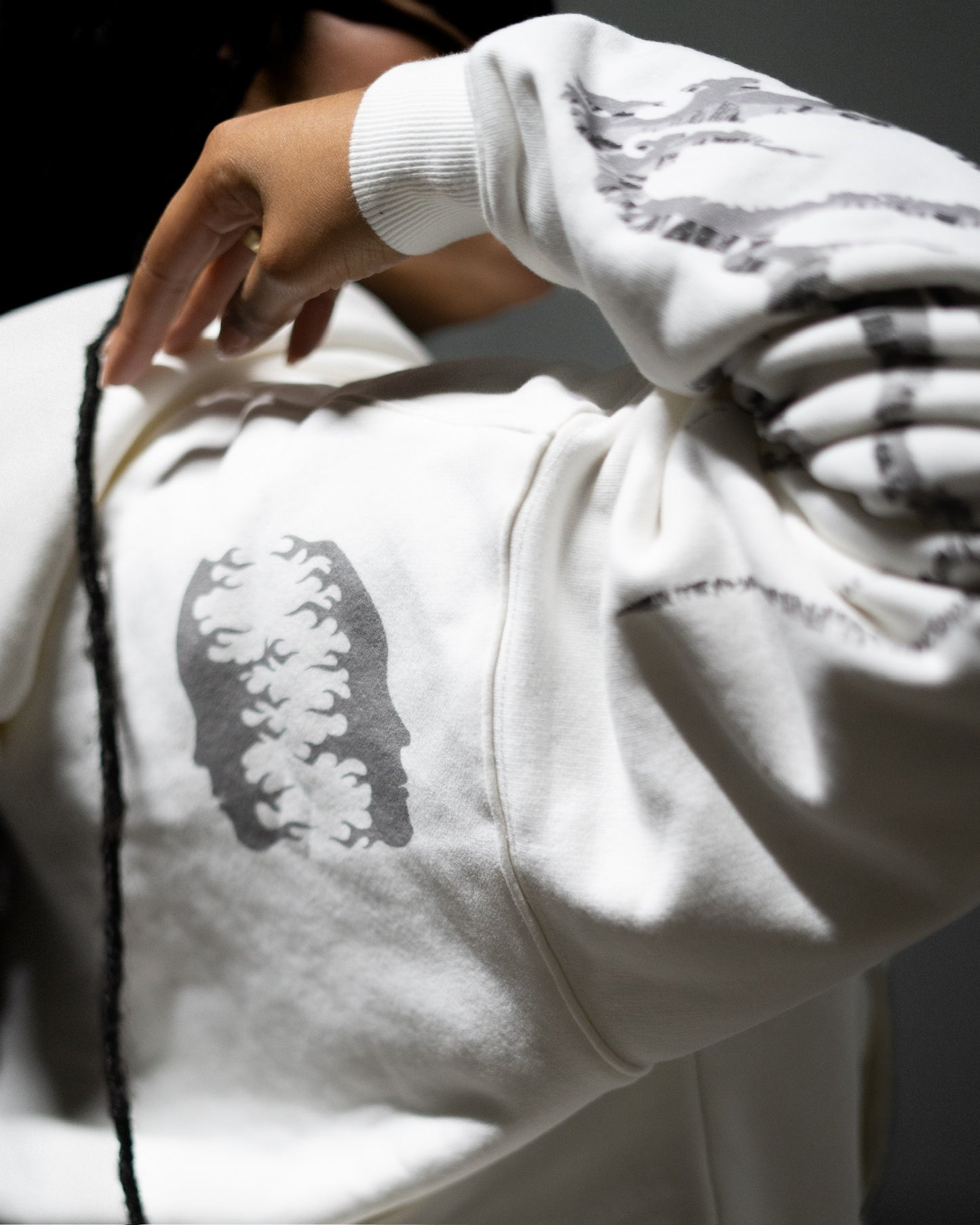 TWOFACED FLAME CROPPED HOODIE WHITE